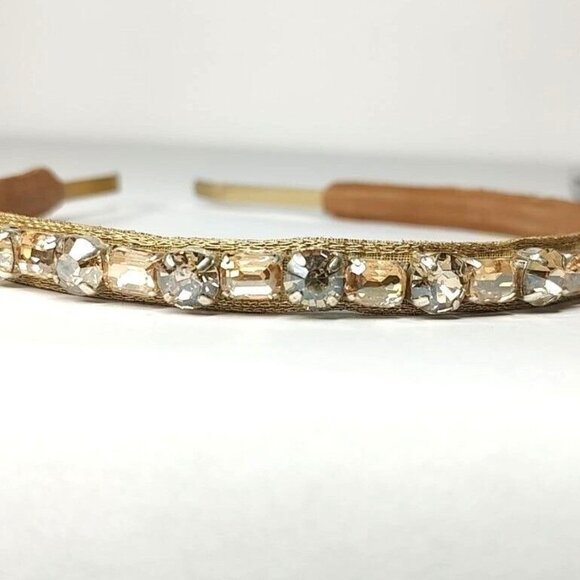 Anthropologie Deepa Gurnani Headband Crystals Gold Metal Party - Picture 4 of 9